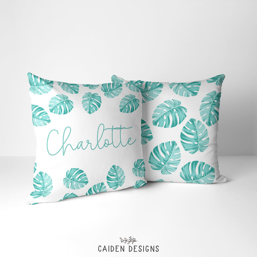 Monstera Leaves Personalized Pillow