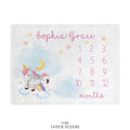 Unicorn Personalized Baby Girl Milestone Blanket