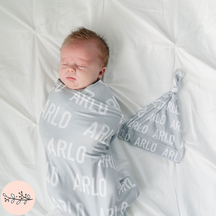 Uppercase Personalized Name Baby Swaddle Blanket