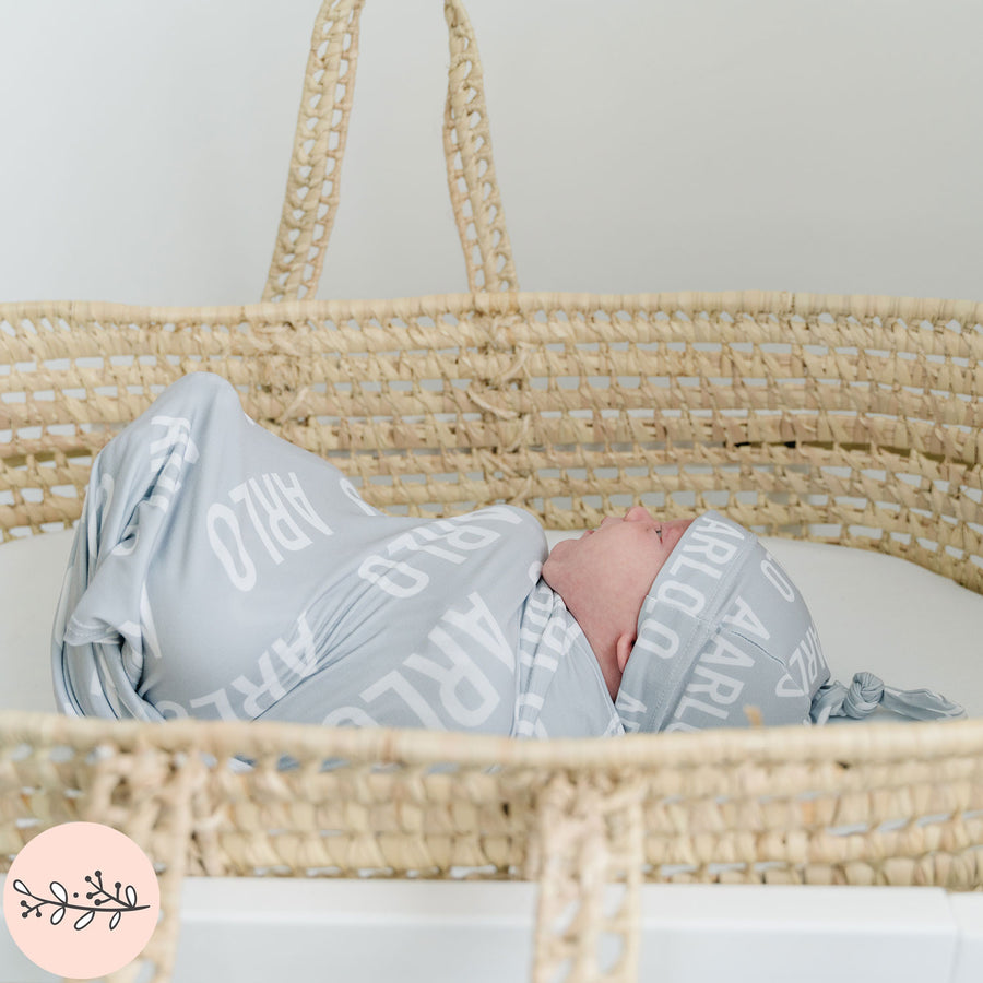 Uppercase Personalized Name Baby Swaddle Blanket