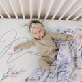 Pastel Watercolor Flowers Personalized Crib Sheet