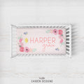 Watercolor Floral Princess Personalized Crib Sheet
