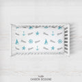 Watercolor Nautical Personalized Crib Sheet