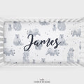 Monochrome Watercolor Polar Bear Personalized Crib Sheet