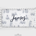 Monochrome Watercolor Polar Bear Personalized Crib Sheet