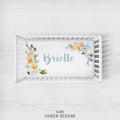Watercolor Roses & Thistles Personalized Crib Sheet