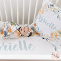 Watercolor Roses & Thistles Personalized Crib Sheet