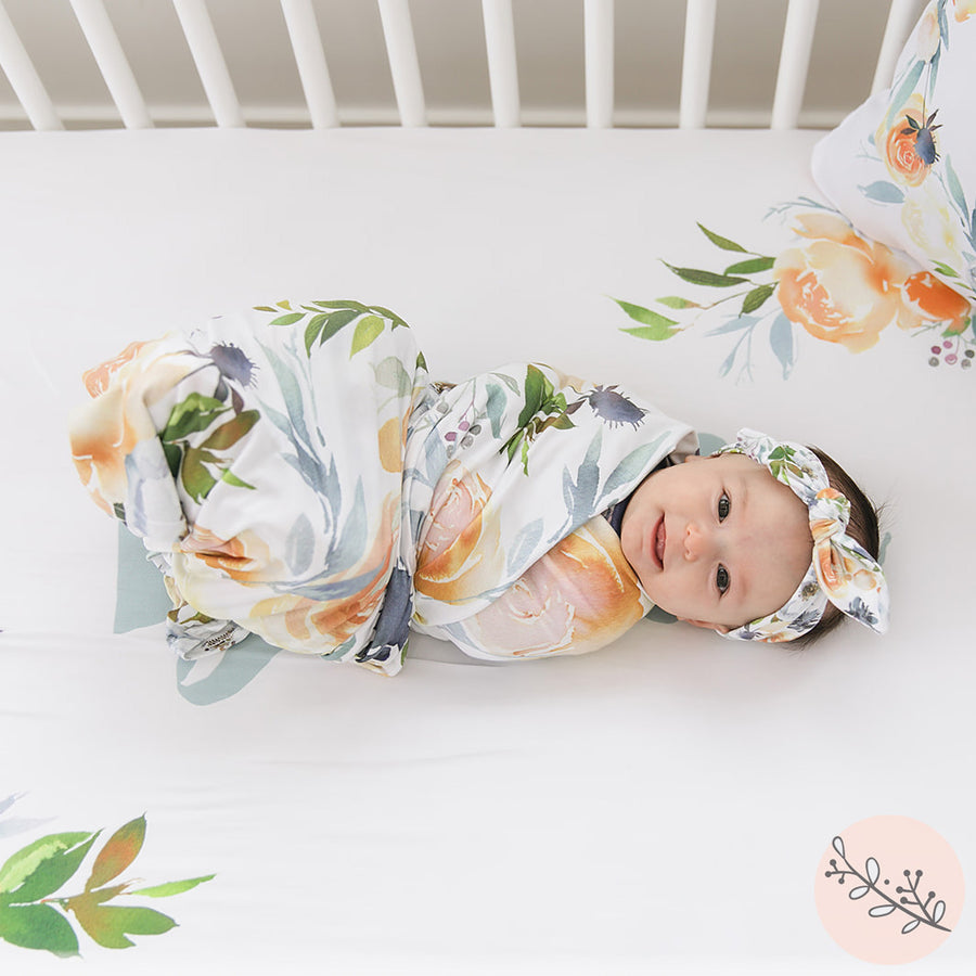 Watercolor Roses & Thistles Baby Headband