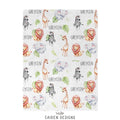 Watercolor Safari Personalized Kids Blanket