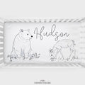 Monochrome Watercolor Woodland Personalized Crib Sheet