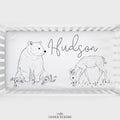Monochrome Watercolor Woodland Personalized Crib Sheet