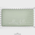 Dusty Sage Script Personalized Crib Sheet