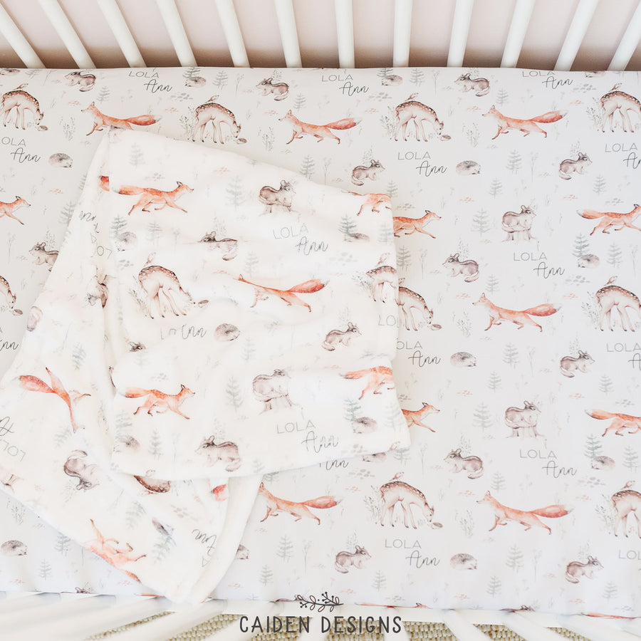 Woodland Animals Personalized Crib Sheet