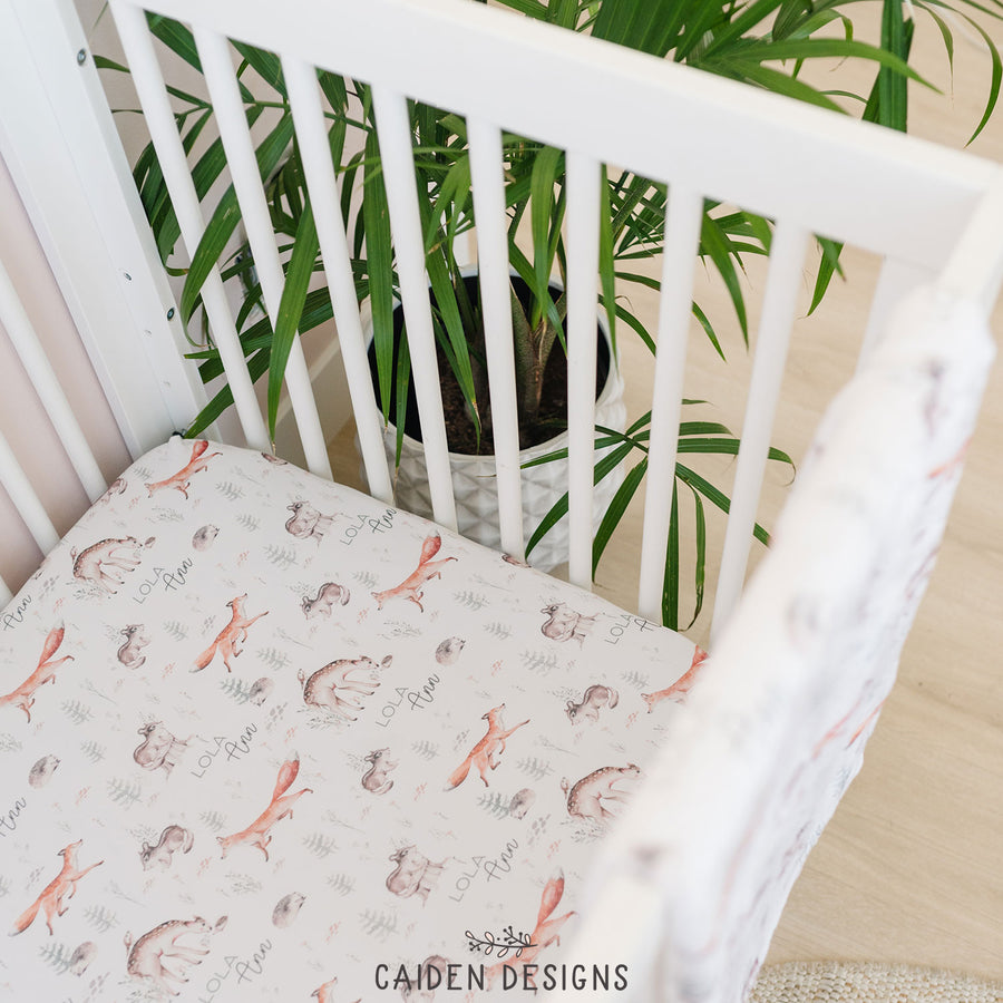 Woodland Animals Personalized Crib Sheet