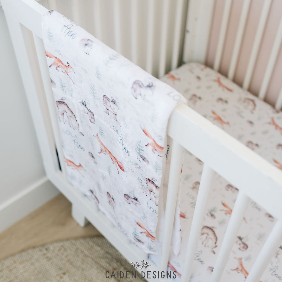 Woodland Animals Personalized Crib Sheet