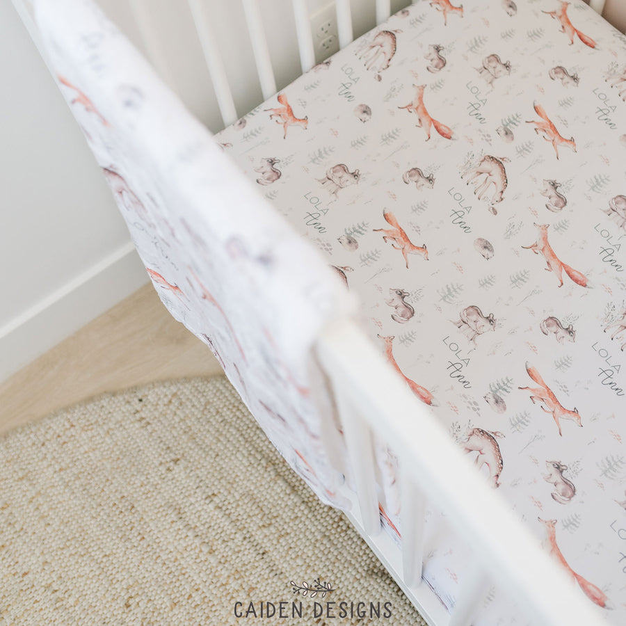 Woodland Animals Personalized Crib Sheet
