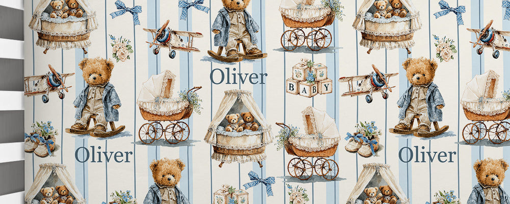 Vintage Teddy Bear Nursery Ideas: Powder Blue, Cream & Personalized Details