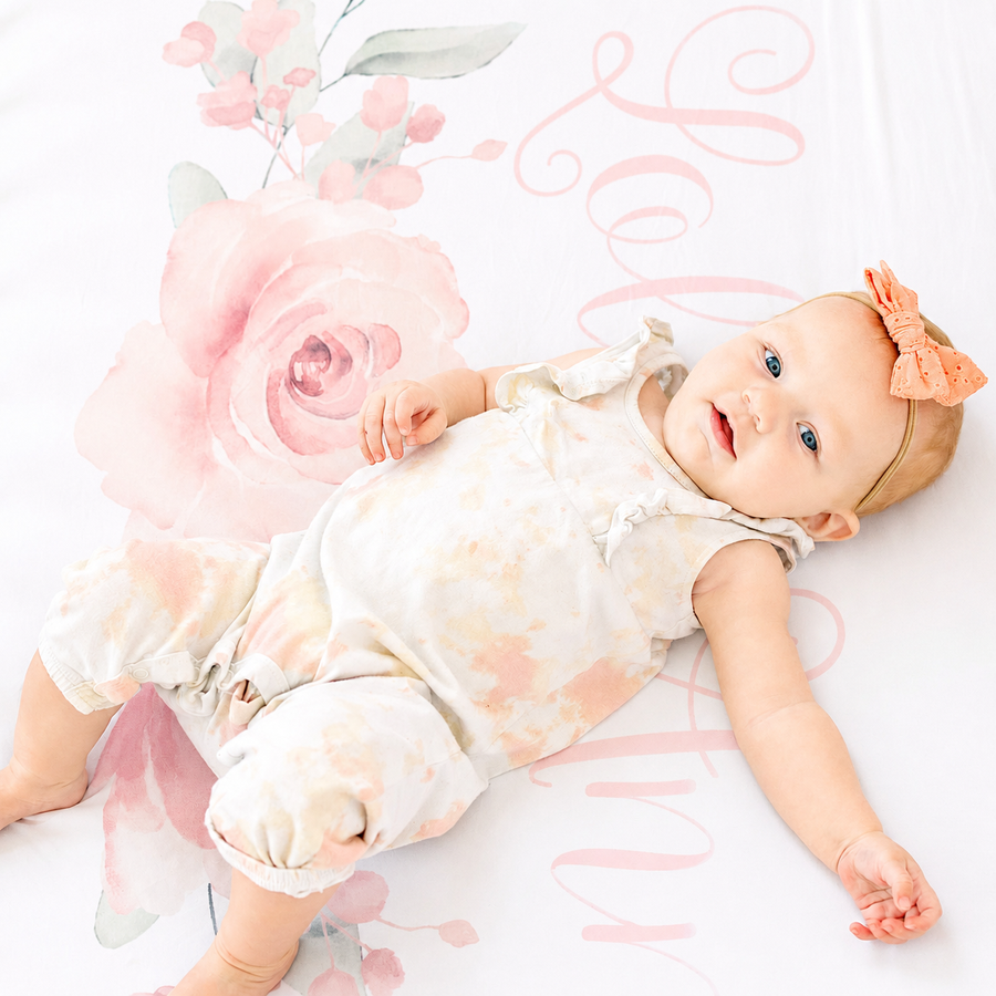 Soft Watercolor Flowers Personalized Changing Pad Cover
