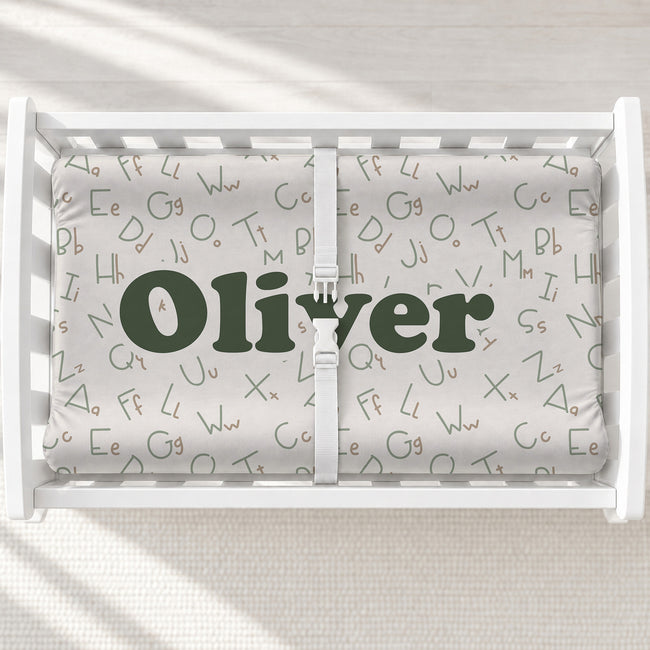 ABC Personalized Changing Pad Cover | Sage Alphabet