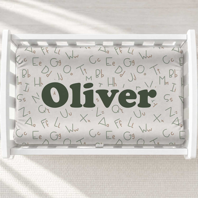 ABC Personalized Changing Pad Cover | Sage Alphabet