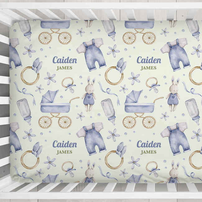 Baby Boy Treasures Personalized Crib Sheet