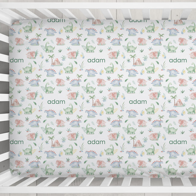 Baby Dinosaurs Personalized Crib Sheet