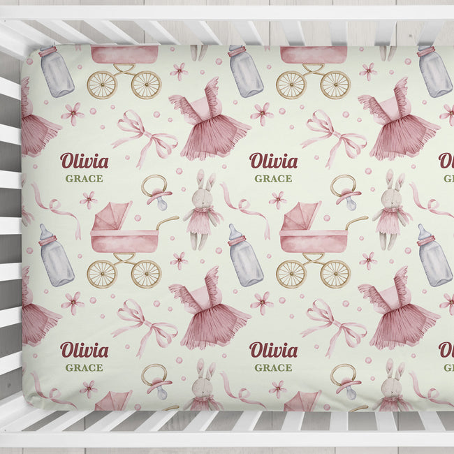 Baby Girl Treasures Personalized Crib Sheet