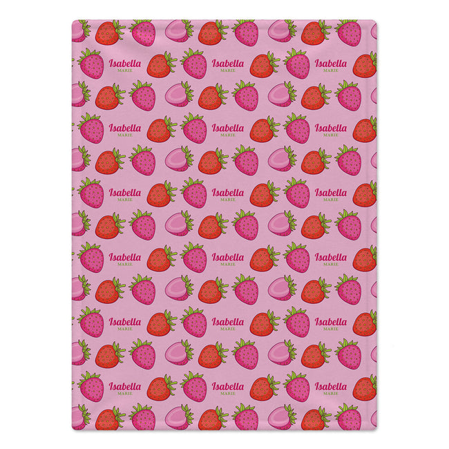 Personalized Strawberry Blanket | Berry Sweet Strawberries