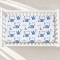 Blue Dino Cuddles Personalized Baby Boy Crib Sheet