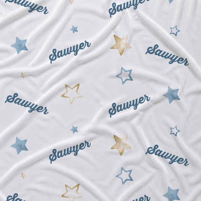 Blue Sky Twinkle - Star Personalized Crib Sheet