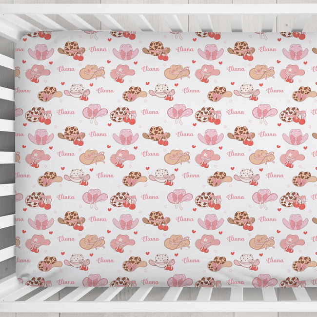 Bows & Buckaroos Personalized Crib Sheet