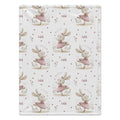 Personalized Ballet Bunny Baby Girl Blanket. Sweet dancing bunnies in soft pink ballet outfits bring storybook charm to a custom name.
