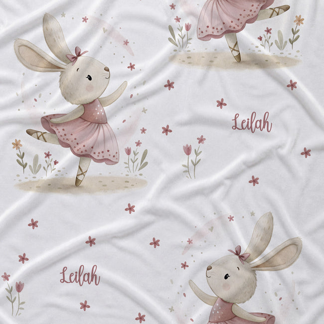 Bunny Ballerina Personalized Crib Sheet