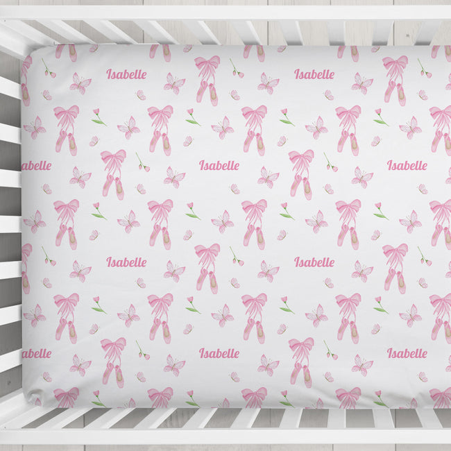 Butterfly Ballet Personalized Crib Sheet