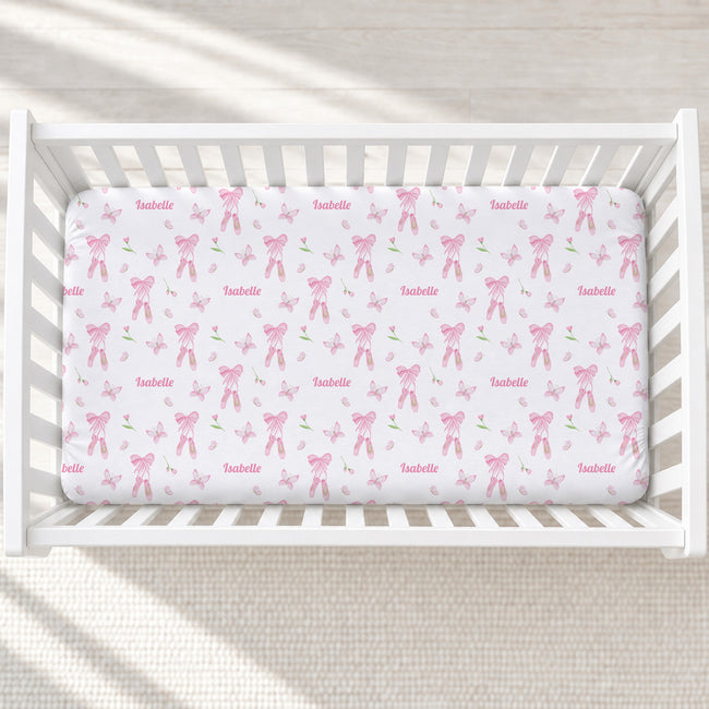 Butterfly Ballet Personalized Crib Sheet