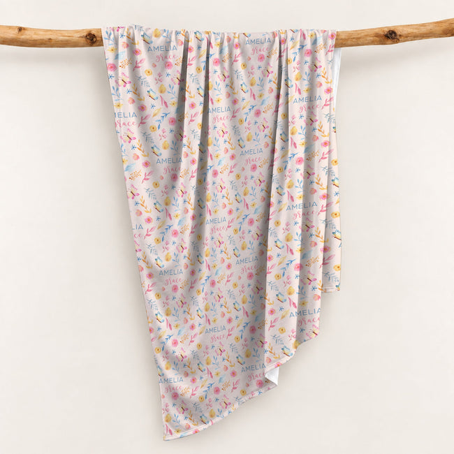 Personalized Butterfly Garden Swaddle Blanket