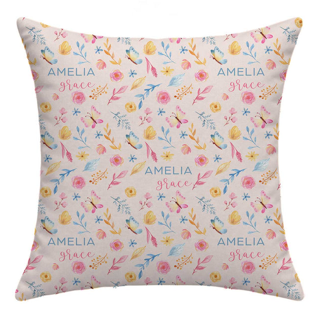 butterfly garden personalized throw pillow