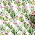 Personalized Pink Cactus Baby Girl Blanket. Watercolor green cacti topped with pink blossoms bring cheerful desert charm to a custom name.