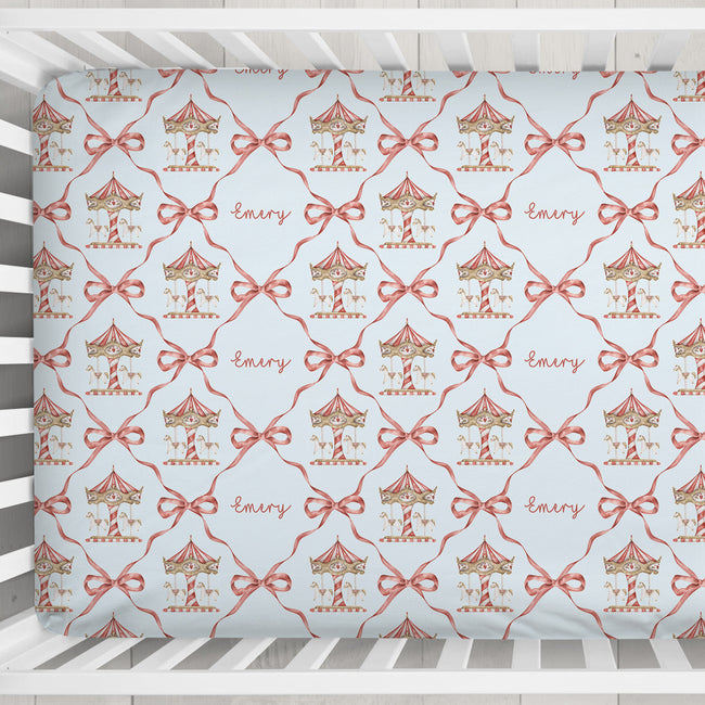 Carousel Dreams Personalized Crib Sheet