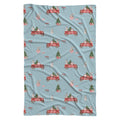 Personalized Christmas truck swaddle blanket with tree, bunny, snowmen and optional baby name