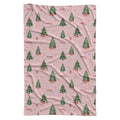 Personalized Christmas tree swaddle blanket with watercolor ornaments, presents and optional baby name