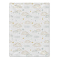 Personalized Cloud and Star Baby Blanket. Dreamy clouds and delicate stars surround a custom name in a soft, soothing palette.