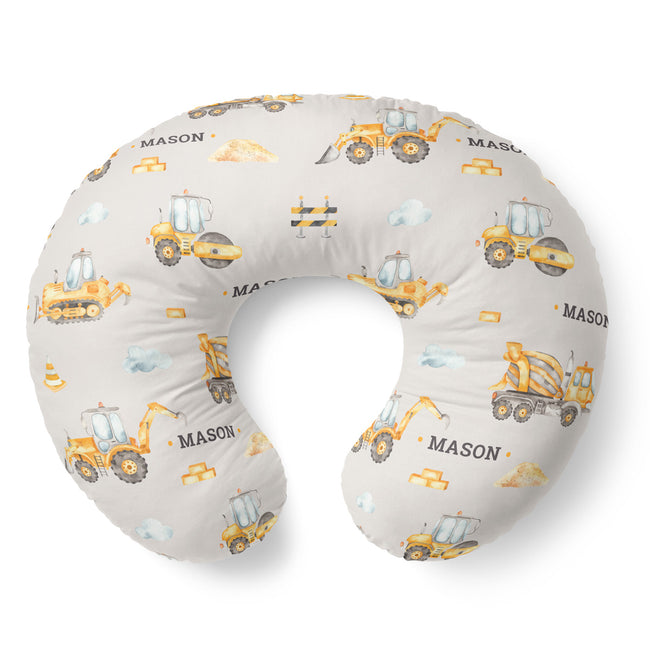 Construction themed personalized nursing pillow cover
