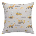 Watercolor Construction Personalized Throw Pillow