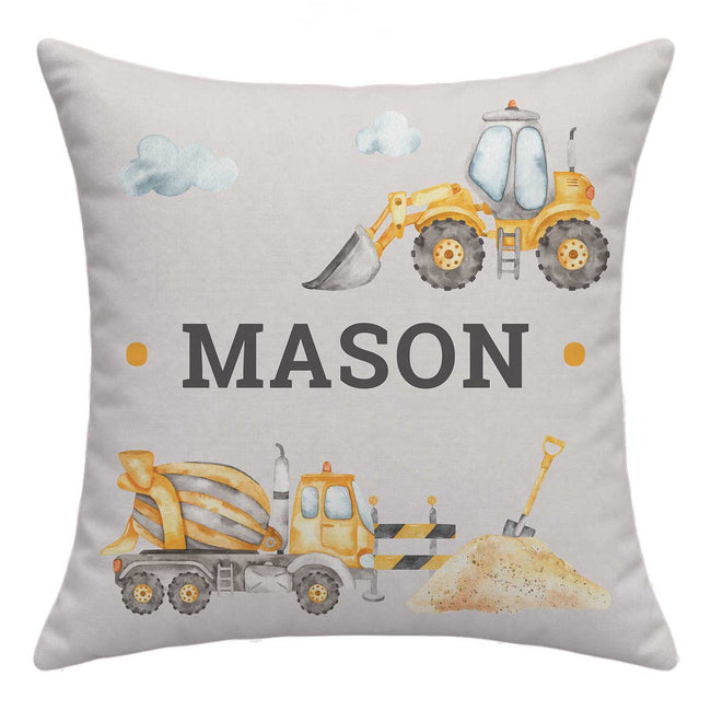 Watercolor Construction Personalized Throw Pillow