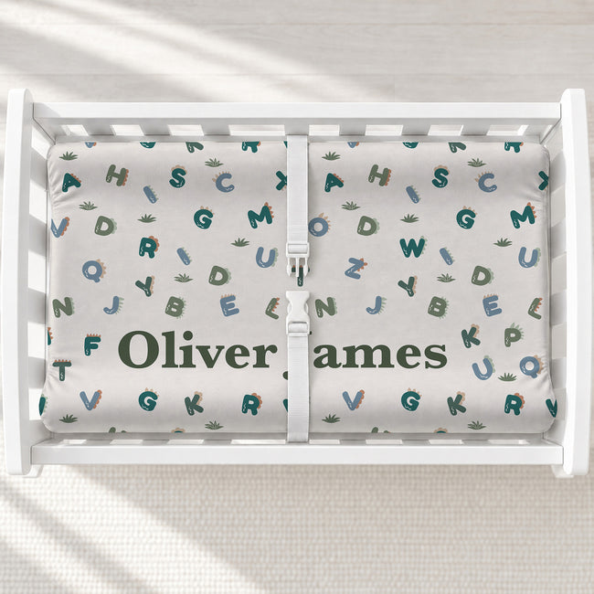 Dino ABC Personalized Changing Pad Cover