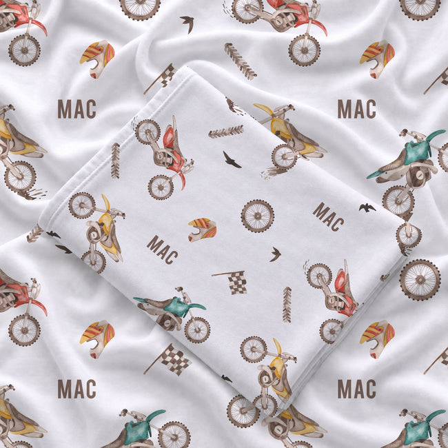 Personalized Dirt Bike Adventure Swaddle Blanket