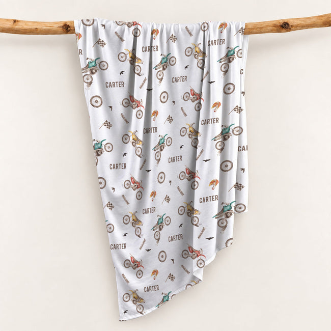 Personalized Dirt Bike Adventure Swaddle Blanket