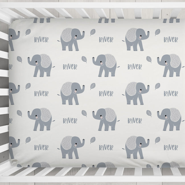 Elephant Hugs Personalized Crib Sheet