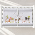 Watercolor Farm Animals Personalized Changing Pad Cover, featuring adorable farm friends and your baby’s name for a sweet nursery touch.
